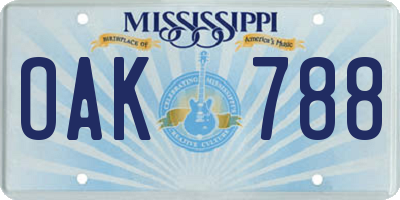 MS license plate OAK788