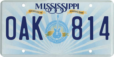 MS license plate OAK814