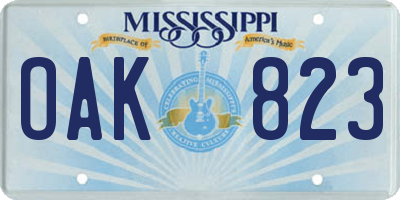 MS license plate OAK823