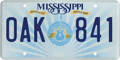 MS license plate OAK841