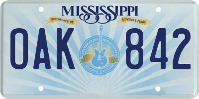 MS license plate OAK842