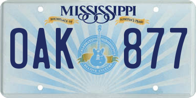 MS license plate OAK877