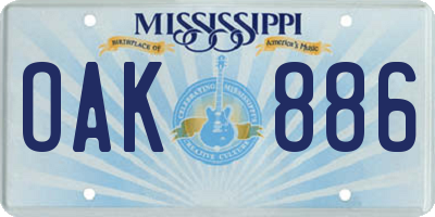 MS license plate OAK886