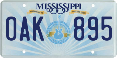 MS license plate OAK895
