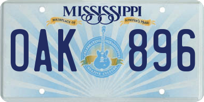 MS license plate OAK896