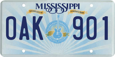 MS license plate OAK901
