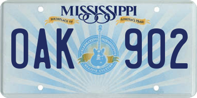 MS license plate OAK902