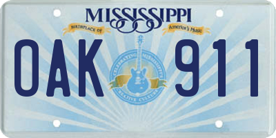 MS license plate OAK911