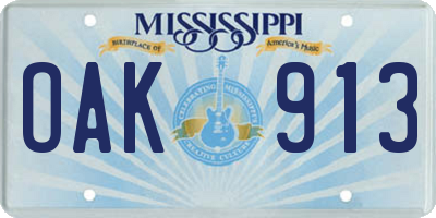 MS license plate OAK913