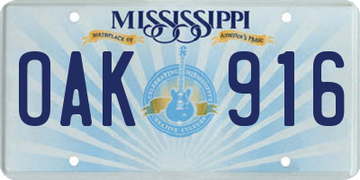 MS license plate OAK916