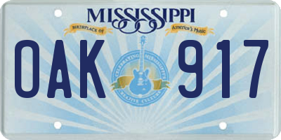 MS license plate OAK917