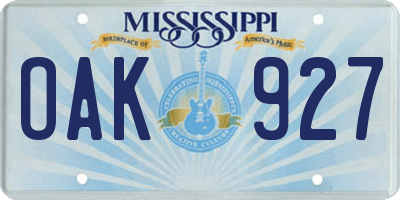 MS license plate OAK927