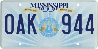 MS license plate OAK944