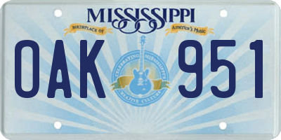 MS license plate OAK951