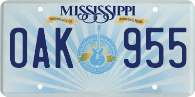 MS license plate OAK955
