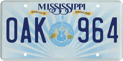MS license plate OAK964