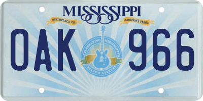 MS license plate OAK966