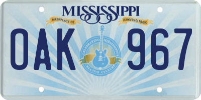 MS license plate OAK967