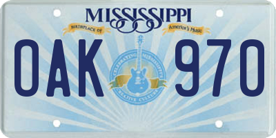 MS license plate OAK970