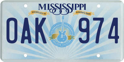 MS license plate OAK974