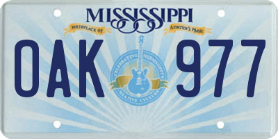 MS license plate OAK977