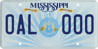 MS license plate OAL000