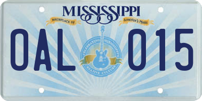 MS license plate OAL015
