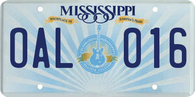 MS license plate OAL016