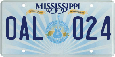 MS license plate OAL024