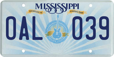 MS license plate OAL039