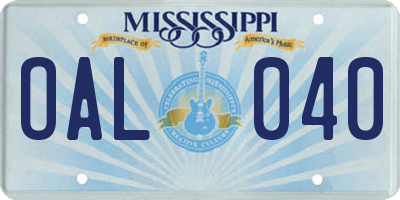 MS license plate OAL040