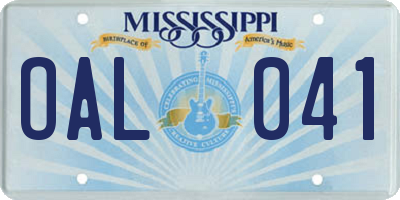 MS license plate OAL041