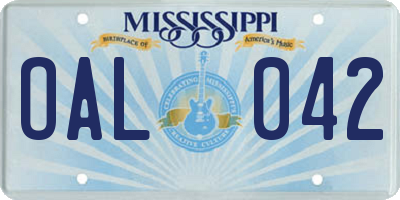 MS license plate OAL042