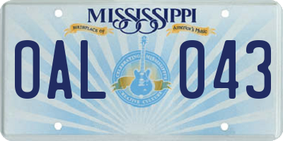 MS license plate OAL043