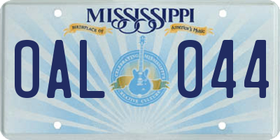 MS license plate OAL044