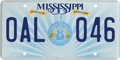 MS license plate OAL046