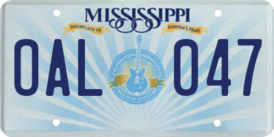 MS license plate OAL047