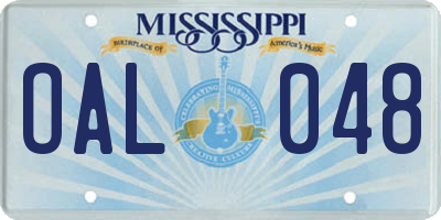 MS license plate OAL048