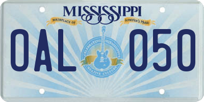 MS license plate OAL050