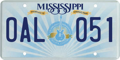 MS license plate OAL051
