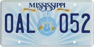 MS license plate OAL052