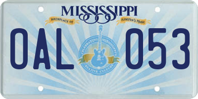MS license plate OAL053
