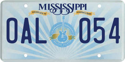 MS license plate OAL054