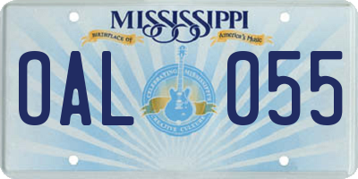 MS license plate OAL055