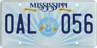 MS license plate OAL056