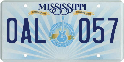 MS license plate OAL057
