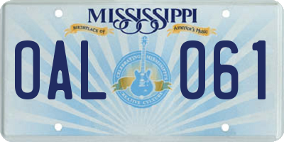 MS license plate OAL061