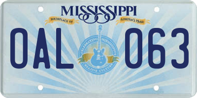 MS license plate OAL063