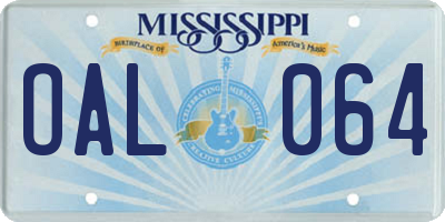 MS license plate OAL064