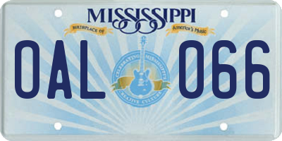 MS license plate OAL066